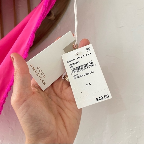 Good American Hot Pink Textured Checkered Swim Bottom X-8 - Picture 3 of 5